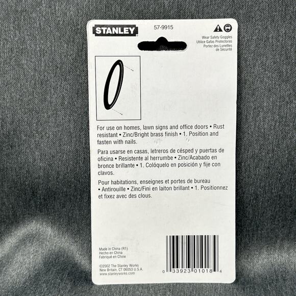 Vintage 2002 Stanley House Number ZERO 0 Brass Finish 4" NOS USA Packaged - Picture 2 of 9